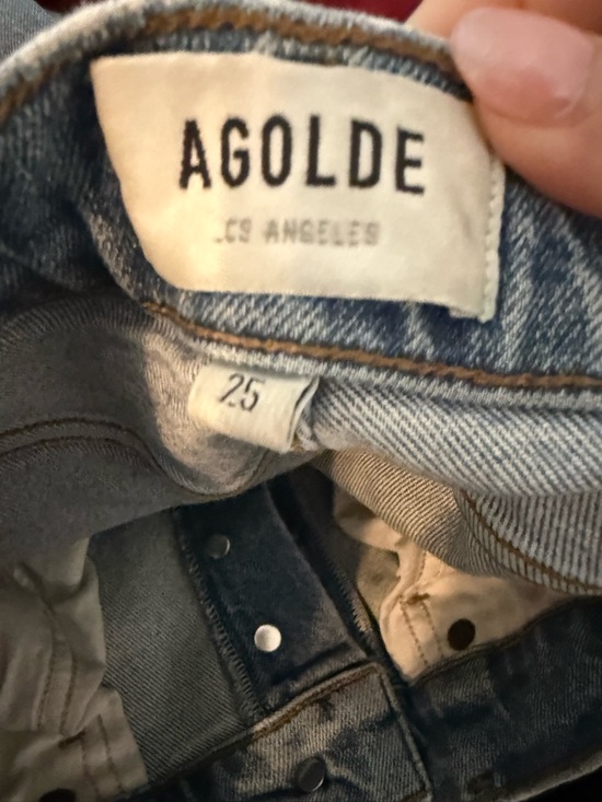 Agolde Light Blue Distressed Straight-Leg Jeans - Picture 6 of 7